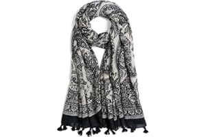 QIUTIMIY Scarf for Women Lightweight Soft Floral Leopard Printed Scarves Fall Winter Fashion Shawl Wrap with Fringe