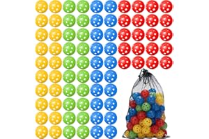 MiniInflat 80 Pack Practice Golf Balls Limited Flight Golf Ball 42 mm Golf Training Ball Airflow Hollow Plastic Ball for Women Men Indoor Outdoor Driving Range Swing Practice Home