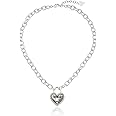 GUESS "Basic" Silver Framed Heart Logo Pendant Necklace, 18" + 2" Extender
