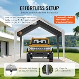 VEVOR 10x20 ft Carport Replacement Canopy Cover Heavy-Duty Waterproof Grey view 5