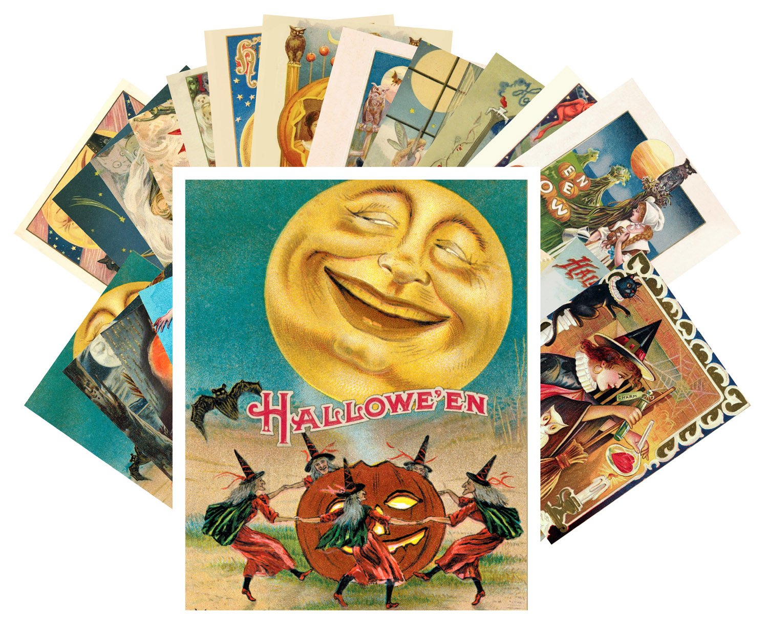 Postcard Pack 24pcs Halloween Pinup Witch Vintage Greeting Cards Reprint