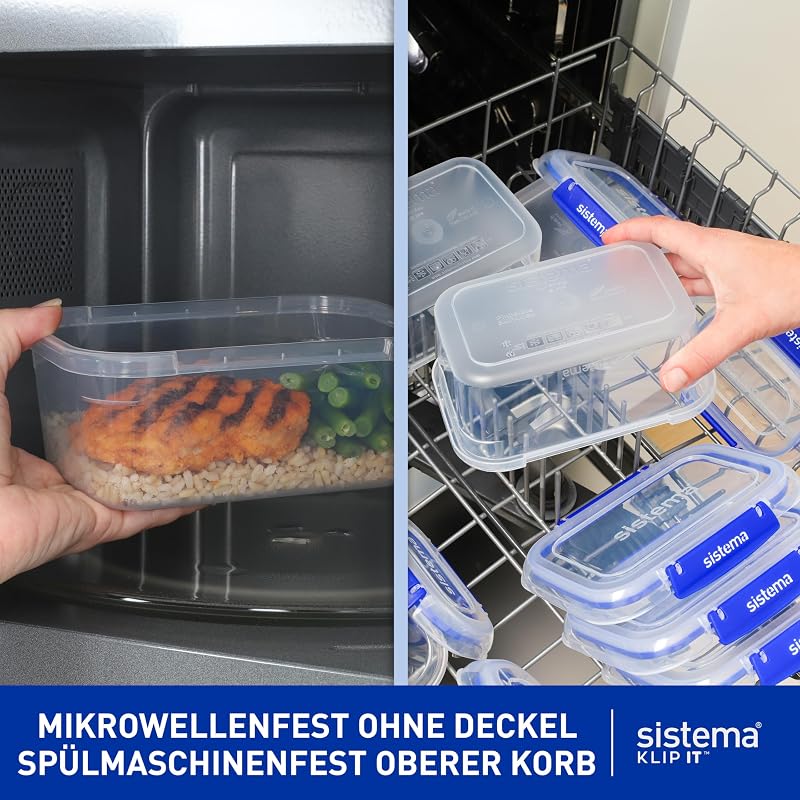 KLIP IT Vorratsdosen | Luftdichte und stapelbare Frischhaltedosen mit Deckel | Pausenbrotdosen und Snackdosen | 18 Teile (9 Dosen und Deckel)