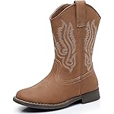 Ahannie Kids Cowboy Boots Boys Girls Square Toe Mid-Calf Cowgirl Western Boots with Side Zipper (Toddler/Little Kid/Big Kid)