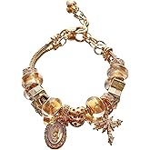VIEKYBUTTY Charm Bracelets For Women Rhinestone Heart Bracelet With Cross Charms Gold Beaded Jesus Bracelet For Women Daily Fashion Jewelry
