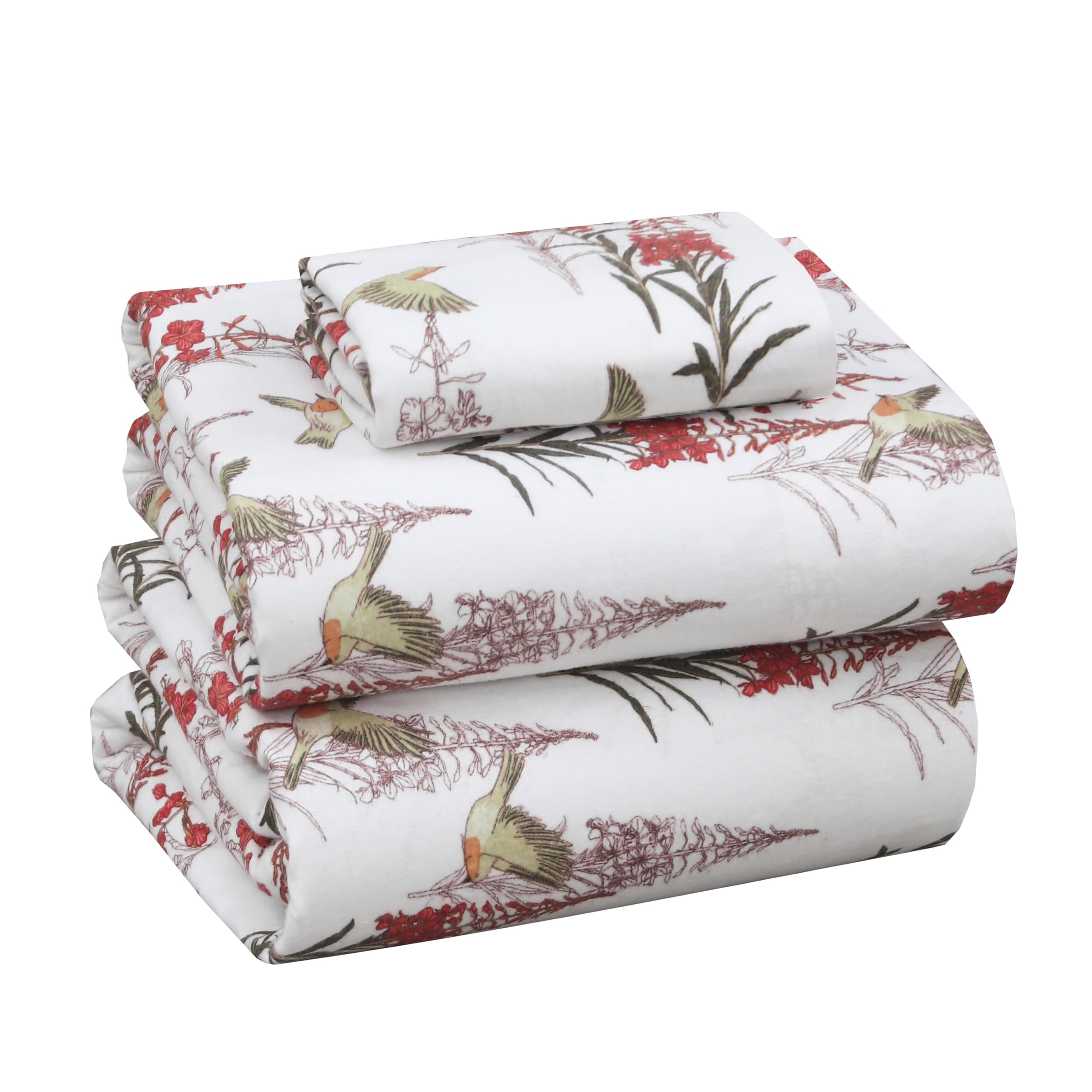 RUVANTI Flannel Sheets Twin Size - 100% Cotton Double Brushed Twin Sheets Set, Deep Pockets 16 Inches, All Seasons Breathable & Extra Soft Bed Sheets, Warm & Cozy, 3 Piece, Garden Song Image