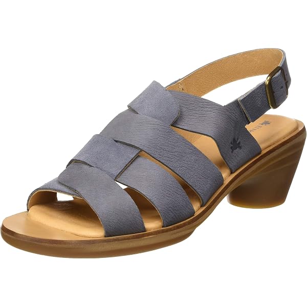 El Naturalista Women's Open Toe Heeled Sandals - Leather & Suede, Chunky 5.5 Cm Heel, Buckle Strap