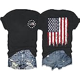 American Flag Shirts Women 4th of July Tshirt American Proud Tops USA Stars Stripes Graphic Tee