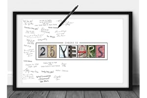 Katie Doodle 25th Birthday Decorations - Creative Guest Book Alternative - 25th Anniversary Party Supplies Centerpiece Card Gift for Men Women Him Her - 25 Years Wall Art Poster, 11x17 [Unframed]