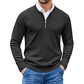 COOFANDY Men's Quarter Zip Pullover Slim Fit Dress Sweaters Lightweight Mock Neck Knit Sweater