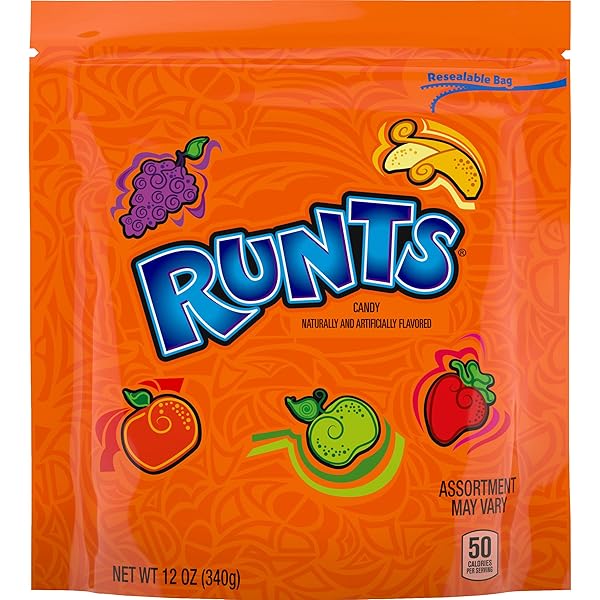 WONKA RUNTS HARD, CHEWY & FRUITY CANDY, RECLOSEABLE...