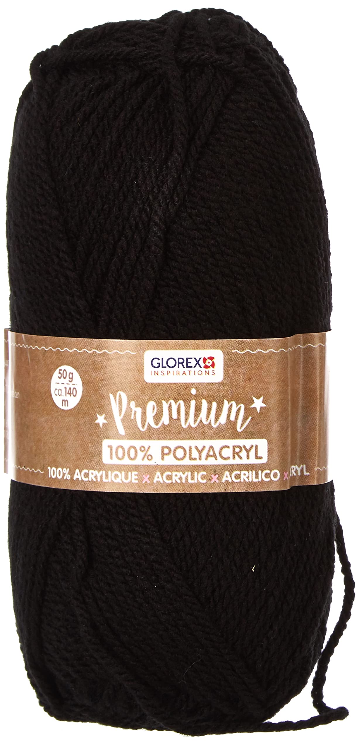 GLOREX Premium Wool Made of 100% Acrylic, Easy to Work with, Versatile, Warm, Soft, Non-Scratching, 50 g, Approx. 140 m, Black