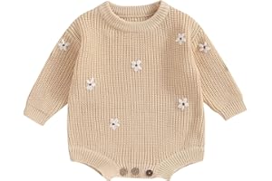 SAYOO Baby Sweater Romper Toddler Girl Oversize Embroidery Knit Pullover Sweater Warm Sweatshirt Romper Fall Winter Clothes