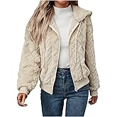 Verdusa Women's Fuzzy Furry Zip Up Hoodie Jacket Textured Teddy Coat Winter Clothes