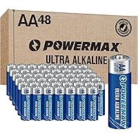 Powermax 48-Count Double AA Batteries, Ultra Long Lasting Alkaline Battery for Home and Office, 10-Year Shelf Life, Reclosabl