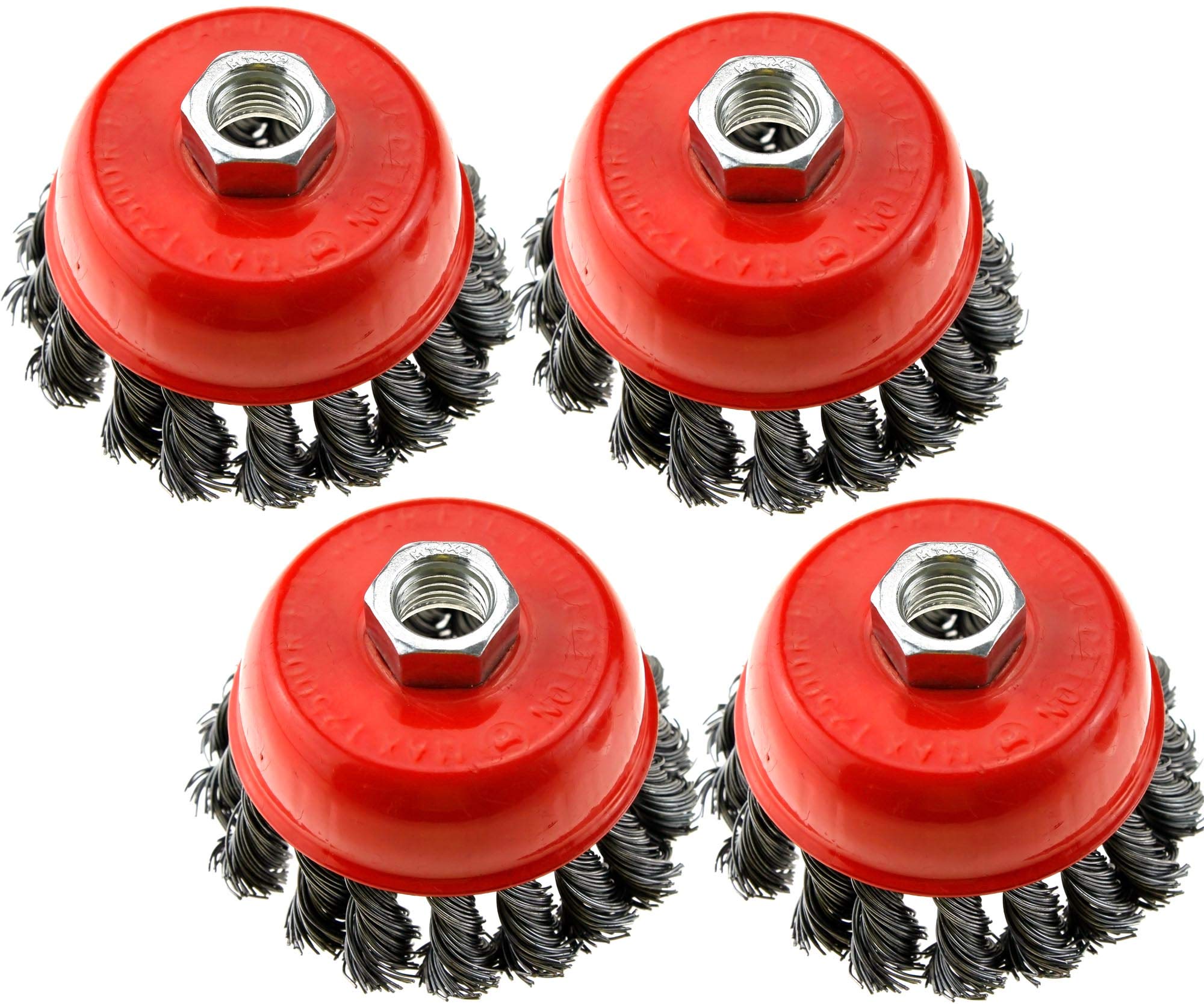 Create idea 4Pcs 3" Wire Cup Brush Wheel M14 Thread for 4-1/2" 115mm Angle Grinder Twist Knot (75mm)