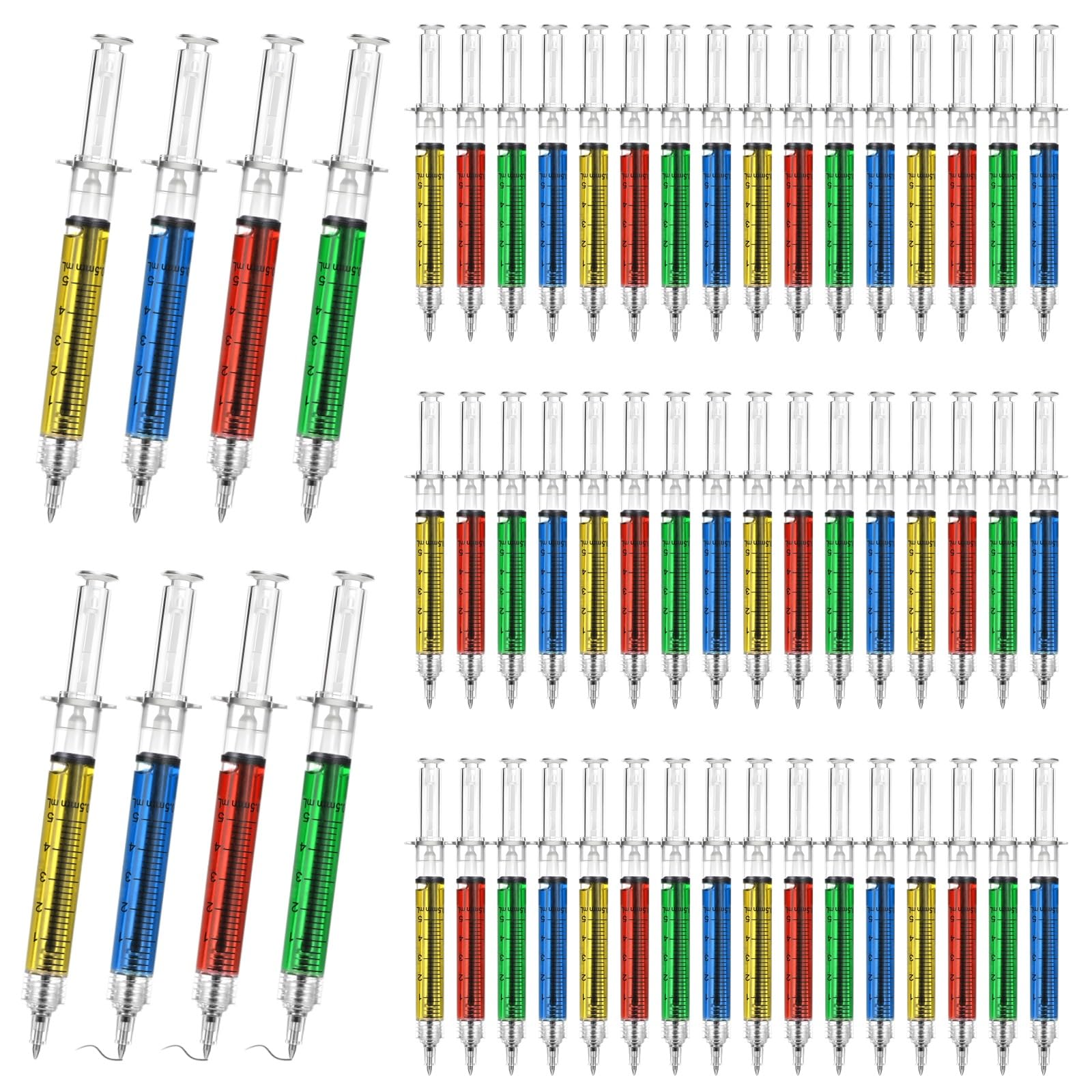 YOFAPA 100 Pcs Syringe Pens Bulk, Retractable Fun Nurse Pens, Multi-Color Novelty Ballpoint Pens, Pretend Party Favors, Nursing School Supplies, Unique Gifts for Nurses, Doctors, Black In