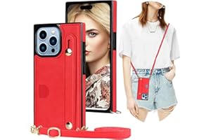 CCSmall for iPhone 15 Pro Max Case with Card Holder for Women, Phone Case Crossbody with Wrist Strap & Removable Adjustable Shoulder Lanyard Cover for iPhone 15 Pro Max KB Red