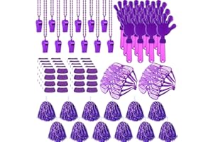 Realspring 148 Pcs School Spirit Items Bulk Team Spirit Week Accessories Include Hand Clappers Noisemakers Whistles Cheerleading Pom Poms Shutter Glasses Stickers for Sports
