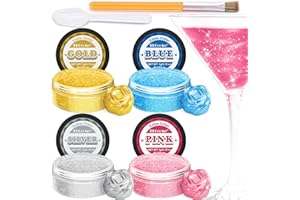 ERCORART Edible Glitter - Luster Dust Edible for Cocktail Food Grade Drink Glitter for Cake Decorations, Easter Eggs, Baking, Macarons, Strawberries - 5g/Bottle (gold pink blue silver)