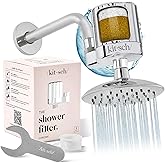 Kitsch Shower Filter Head for Hard Water | Filtered Shower Head &ndash; Chrome | Shower Head with Filter w/ KDF-55 &amp; Calcium Sulfite, Reduce Impurities, Shower Water Softener for Healthier Hair &amp; Skin