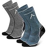 SIXDAYSOX Mens Merino Wool Hiking Socks, Moisture Wicking Cushioned Hiking Socks for Outdoor Trekking Cycling, 2 Pairs