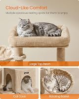 Feandrea Cat Tree Tower Widened Perch Large Cats Camel PCT051K03V1 view 4