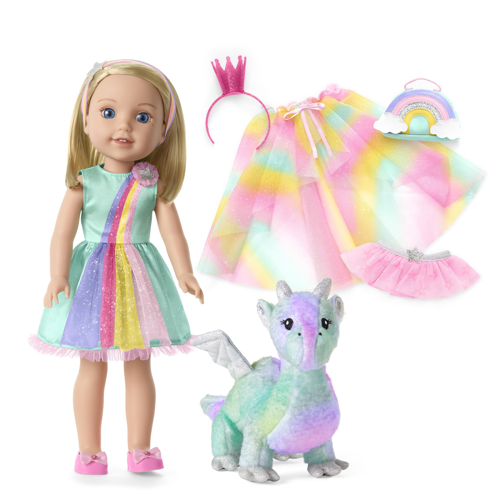 American Girl WellieWishers 14.5-inch Camille Doll Playset with Crisella The Dragon, Doll Dress and Accessories, and Storybook, for Ages 4+ Image