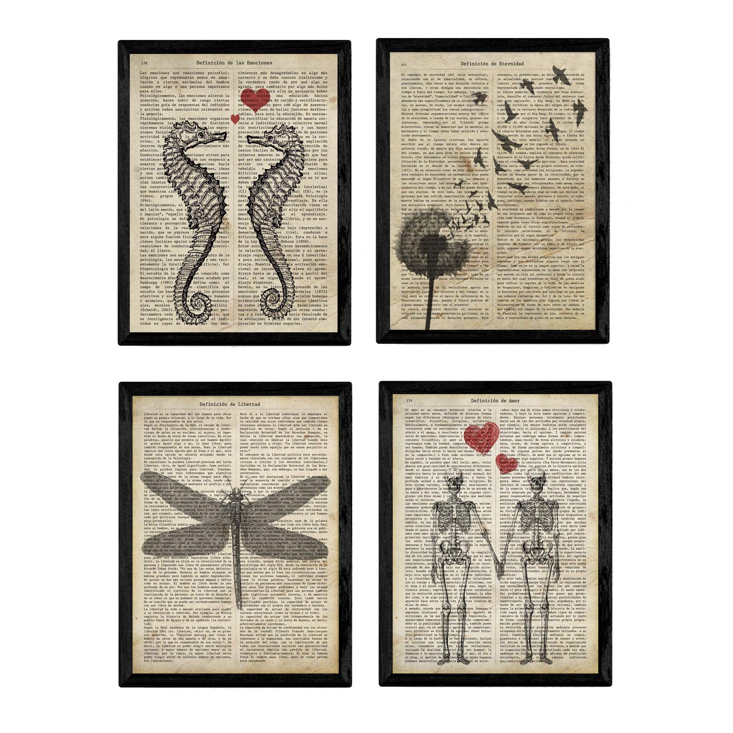 Nacnic Set of 4 vintage sheets with definitions. A4 size. Frameless — image 1