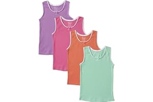 Sportoli Girls Ultra Soft 100% Cotton Tank Top Tagless Cami Undershirts (4 Pack)