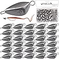Dovesun Fishing Weights Sinkers Kit Texas Rig Hooks Fishing Weights Fishing Sinkers Swing Jig Heads Ned Rig Weights Worm Weights with 5 Size Fishing Hooks and Weights 30pcs 95pcs