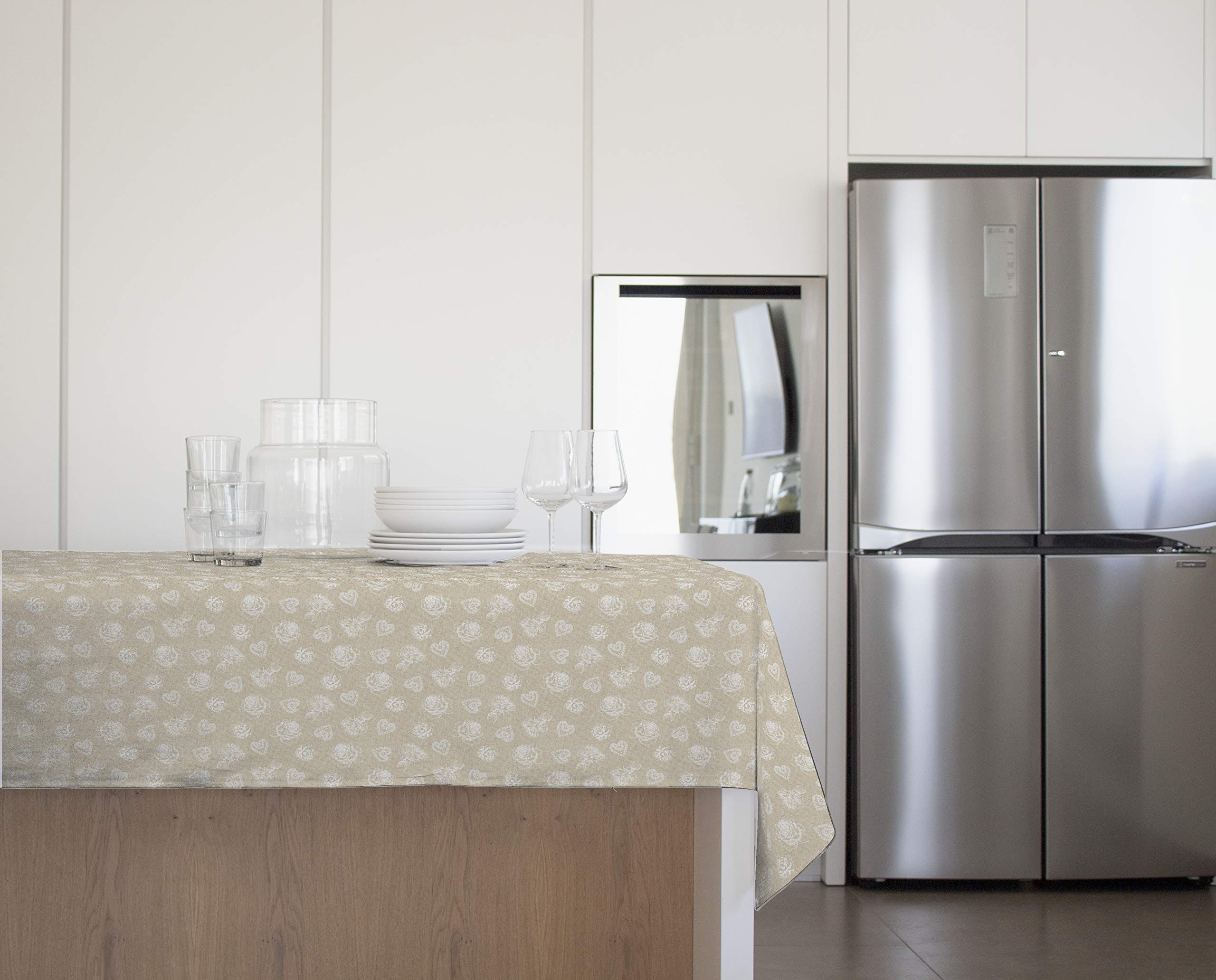 GEMITEX Shabby Chic PVC Fleece Tablecloth 120 x 220 cm Made in Italy