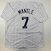 Facsimile Autographed Mickey Mantle New York Pinstripe Reprint Laser Auto Baseball Jersey Size Men's XL