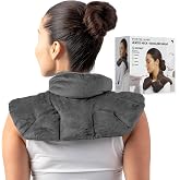 Sharper Image Heated Neck &amp; Shoulder Wrap - Microwavable Warm &amp; Cooling Plush Pad, Scented Aromatherapy (100% Natural Lavender &amp; Herb Spa Blend), Pain Tension Headache Relief Therapy, Gift for Women
