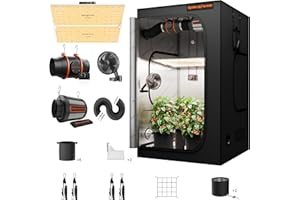 Spider Farmer Grow Tent Kit Complete 4x4ft SF4000 Dimmable Samsung LM301H EVO LED Diodes, 450W Complete System 4x4x6.6 Grow Tent Set 48"x48"x80" with 6" Ventilation System & 6'' Clip Fan