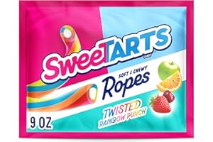 SweeTARTS Ropes, Candy, Twisted Rainbow Punch, Soft and Chewy, 9 oz