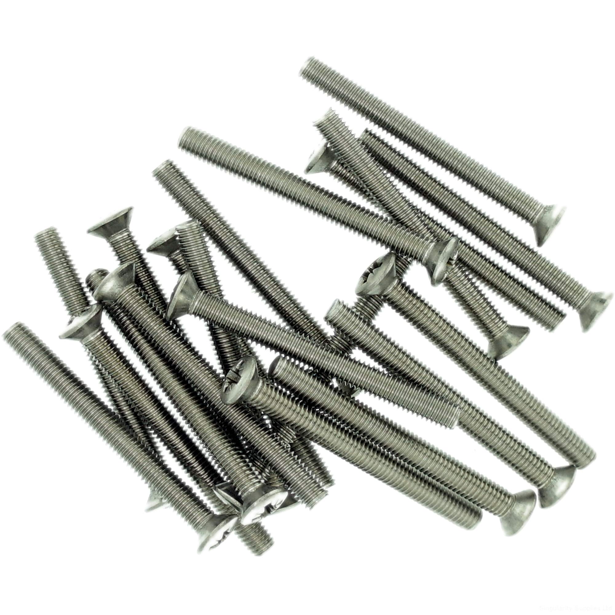 M2.5 (2.5mm x 5mm) Pozi Raised Countersunk Machine Screw (Bolt) - Stainless Steel (A2) (Pack of 20)