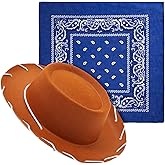 BLUE PANDA 2 Piece Western Cowboy Hat and Bandana for Kids, Boys, Girls - Cowgirl Hat for Birthday Party, Kids Cowboy Costume, and Halloween Costume Accessories