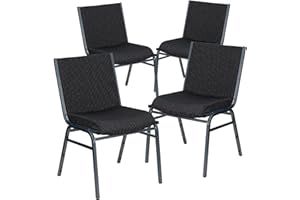 Flash Furniture 4 Pack HERCULES Series Heavy Duty Black Dot Fabric Stack Chair
