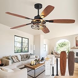52 Inch Farmhouse Ceiling Fan with Light and