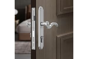 GUARDIAN BUILT Storm Door Handle Replacement Kit With Lock and Key, Silver Security Door Lever Handle Lock Set for Interior Door Patio Door Storm Door, Waterproof and Anti-Rust Door Handle Lock Replacement (Silver)