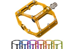 JETCAT Mountain Bike Pedals Flat - MTB Pedals Flat, Bicycle Pedals, Road Bike Pedals, BMX Pedals, for BMX MTN Road Gravel EBike, Specialized Parts, Adults, Aluminum Metal Stamp 9/16"
