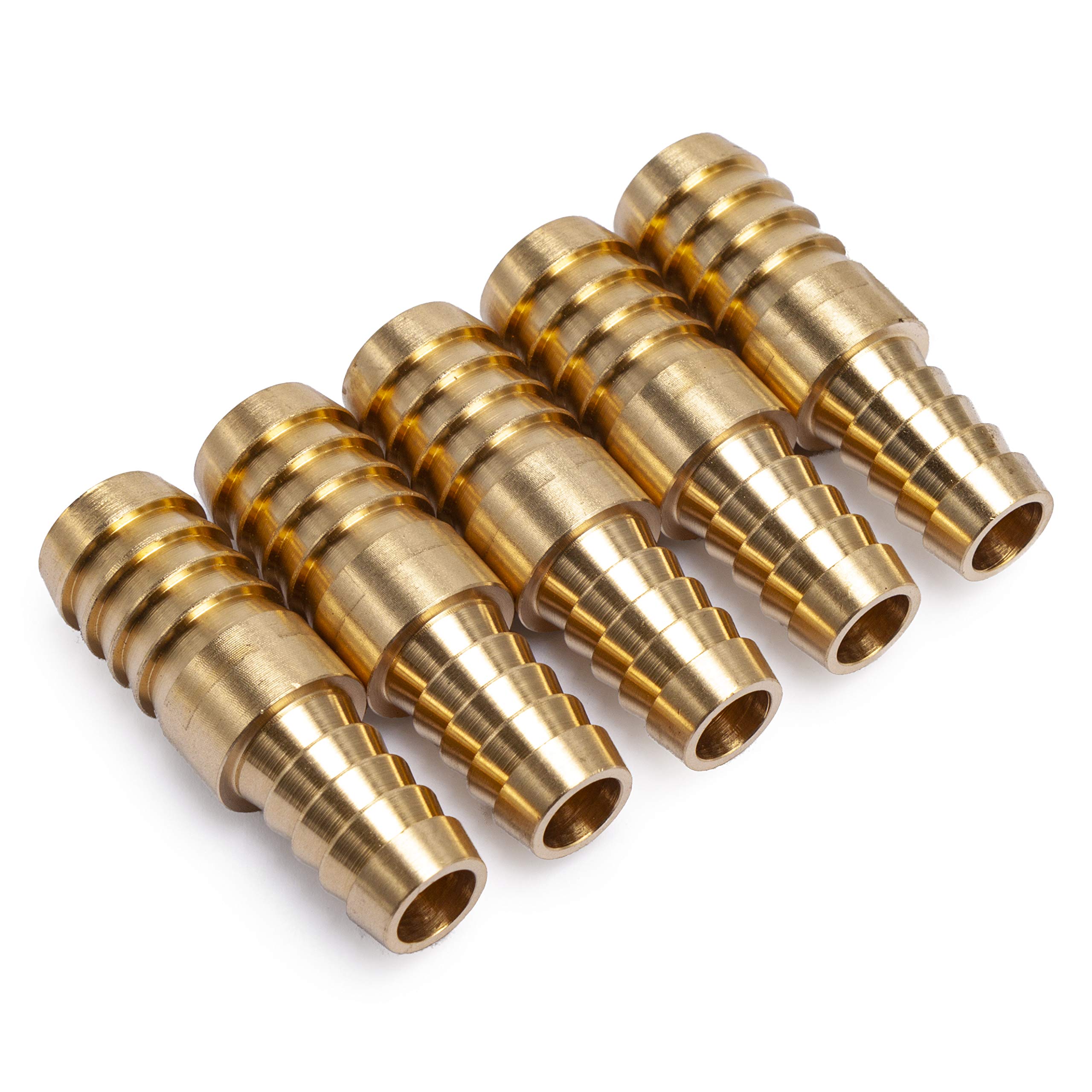 LTWFITTING Brass 10mm x 12mm Barb Hose Fitting Straight Splicer for Vehicle Fuel System, Car Heater and Cooler (Pack of 5)