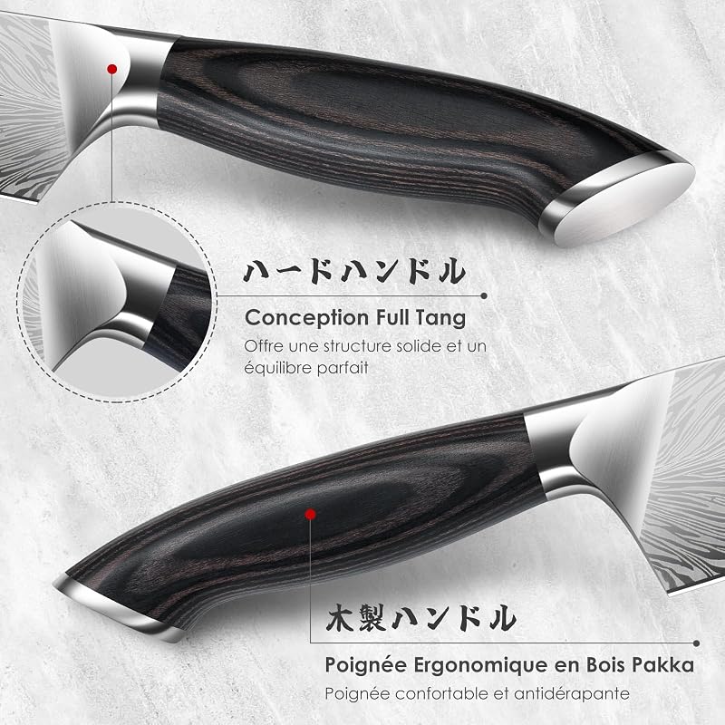 Couteau Santoku Japonais 18cm Acier en Poudre, Couteau de Cuisine — photo 5 sur 8