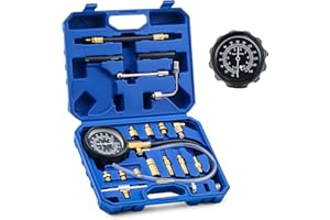 Orion Motor Tech Fuel Pressure Test Kit, Fuel Injection Tester Kit with 0-140 psi Fuel Pressure Gauge Hoses Adapters, Univers