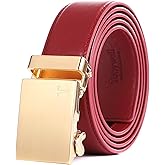 Tonywell Men's Leather Ratchet Belt with Automatic Buckle, 1 3/8" Wide, Trim to Fit Dress Casual Belts