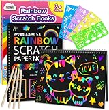 ZMLM Scratch Art for Kids 2 Pack Large Rainbow Scratch Notebooks Pink