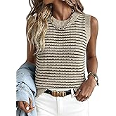 ANRABESS Womens Sweater Vest Top Striped Sleeveless Lightweight Knit Tank Tops 2026 Summer Spring Clothes Vacation Outfits