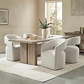 KISLOT Upholstered Dining Chairs with Casters, No Assembly Modern Barrel Armchair with Rollers for Dining Room, Bedroom, Living Room, Reading Room, Home Office, Set of 4, Beige