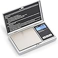 American Weigh Scales Series Digital Pocket Weight Scale Backlit LCD Stainless-Steel Surface 100g x 0.01g, (Silver), AWS-100-SIL