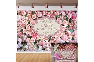 CUMIA Happy Mother's Day Backdrop Flowers Photography Photo Background Mother's Day Party Decoration Banner Studio Supplies Props (7x5FT)